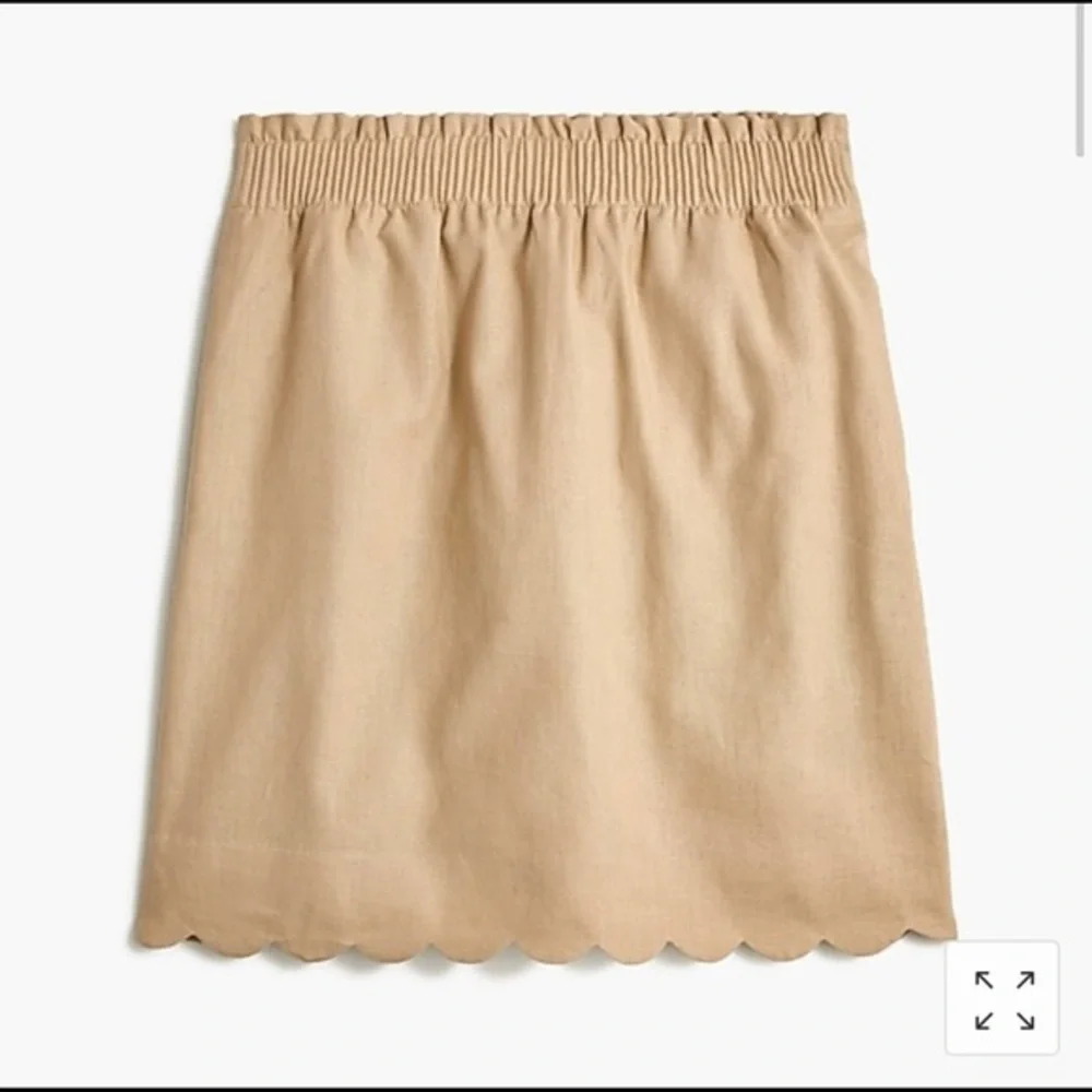 J Crew Linen Cotton scalloped Skirt